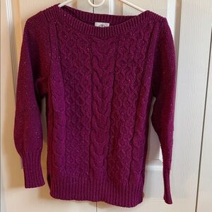St. John's Bay Cable Knit Sweater - Deep Purple
